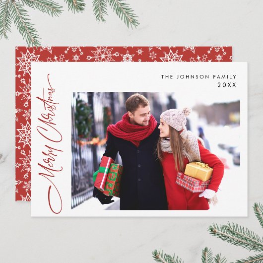 メリーモダンクリスマス1枚の写真グリーティング シーズンカード