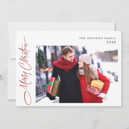 メリーモダンクリスマス1枚の写真グリーティング シーズンカード (正面)