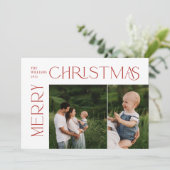 メリーモダンクリスマス2フォトレッドタイポグラフィ シーズンカード (スタンド正面)