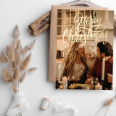 メリーモダンクリスマス2家族の写真金ゴールド 箔シーズンカード