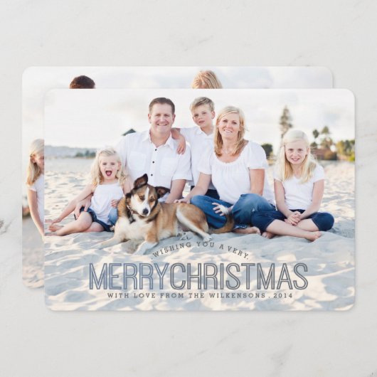 メリーモダンクリスマス2枚の写真カード シーズンカード (正面/裏面)