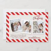 メリーモダンクリスマス3家族の写真かわいい赤 シーズンカード (正面)