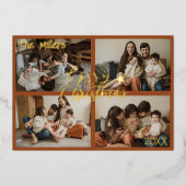 メリーモダンクリスマス4フォトコラージュ 箔シーズンカード (正面)