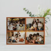 メリーモダンクリスマス4フォトコラージュ 箔シーズンカード (立ち正面)