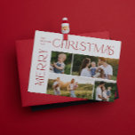 メリーモダンクリスマス4フォトレッドタイポグラフィ シーズンカード<br><div class="desc">「今が季節すてきだ！このホリデーシーズン、あなたの家族のお祝いを特別な特別なモダンこの驚くほどモダンもフェスティバルメリークリスマス4フォトレッドタイポグラフィホリデーカード。このフェスティバルの季節に、あなたの愛と暖かい願いを友達や家族に送る完璧な方法は、この美しいカードは綺麗モダンで、目立つ確かなミニマルデザインを備えている。カードはトレンディーの赤い「メリーお気に入りのクリスマス」タイポグラフィで美しく囲まれた4つの家族の写真をハイライトのまわりにしている。カードの裏は赤い果実、グラフィック離れス、モミのスリグ、松の緑などの植物的な水彩要素の葉のパターンと誰もが居心地の良いと思える暖かい冬のキャンドルを自慢し感じて豪華だ。まだ何かを望む若い家族に理想的な伝統的この素敵なカードは、今季あなたの休日の願いを送信するのに最適である。Copyrightベリーデザイン、すべての権利を留保。</div>