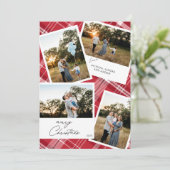 メリーモダンクリスマス4写真レッドプレイド シーズンカード (スタンド正面)