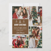 メリーモダンクリスマス4家族の写真かわいいシンプル シーズンカード (正面)