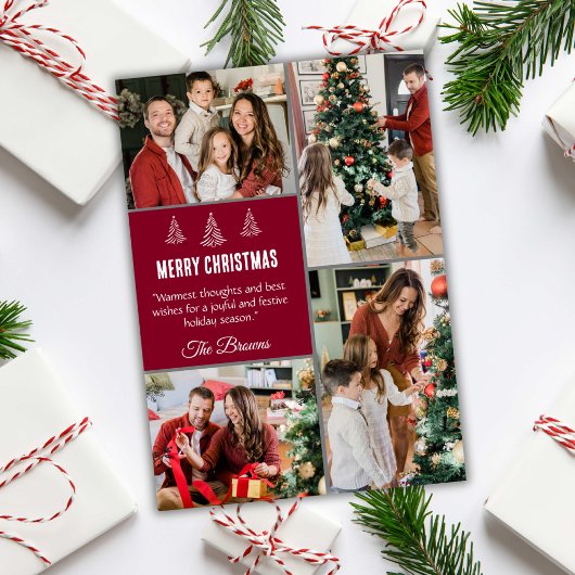 メリーモダンクリスマス4家族の写真かわいいシンプル シーズンカード