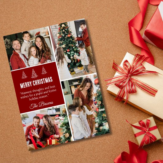 メリーモダンクリスマス4家族の写真かわいいシンプル シーズンカード