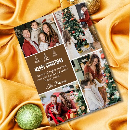 メリーモダンクリスマス4家族の写真かわいいシンプル シーズンカード