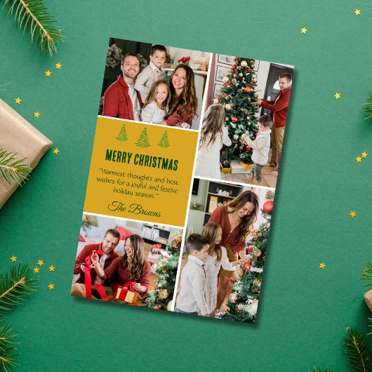 メリーモダンクリスマス4家族の写真かわいいシンプル シーズンカード