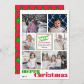 メリーモダンクリスマス6写真赤と緑 シーズンカード (正面/裏面)