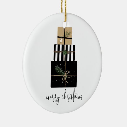 メリーモダンクリスマス・ギフト・ホリデー セラミックオーナメント (右)