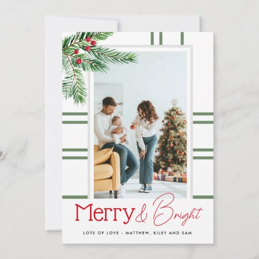 メリーモダンクリスマス | グリーンリーの格子模様の写真 シーズンカード (裏面)