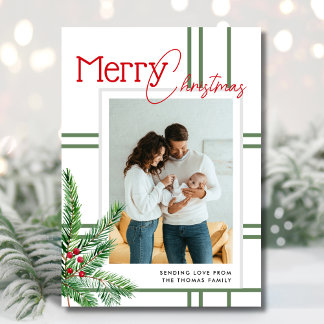 メリーモダンクリスマス | グリーンリーの格子模様の写真 シーズンカード