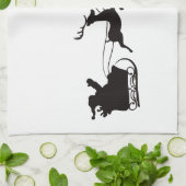 メリーモダンクリスマス・サンタレーとトナカイ キッチンタオル (折り畳み)