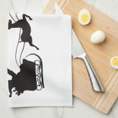 メリーモダンクリスマス・サンタレーとトナカイ キッチンタオル (四つ折り)