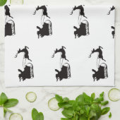 メリーモダンクリスマス・サンタレーとトナカイ キッチンタオル (折り畳み)