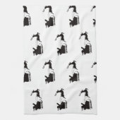 メリーモダンクリスマス・サンタレーとトナカイ キッチンタオル (縦)