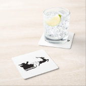 メリーモダンクリスマス・サンタレーとトナカイ スクエアペーパーコースター (インサイチュ)