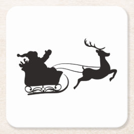 メリーモダンクリスマス・サンタレーとトナカイ スクエアペーパーコースター