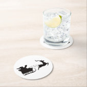 メリーモダンクリスマス・サンタレーとトナカイ ラウンドペーパーコースター (インサイチュ)