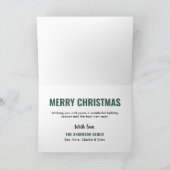 メリーモダンクリスマス・ハンター緑の写真コラージュ シーズンカード (内部)