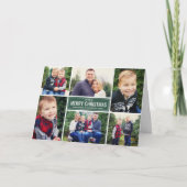 メリーモダンクリスマス・ハンター緑の写真コラージュ シーズンカード (正面)