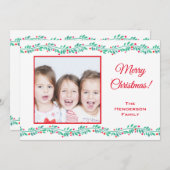 メリーモダンクリスマス・ホリー・ベリーの家族の写真 シーズンカード (正面/裏面)