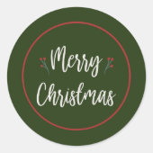 メリーモダンクリスマス |緑と赤のステッカー ラウンドシール (正面)