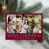 メリーモダンクリスマスBurgundy写真コラージュ シーズンカード
