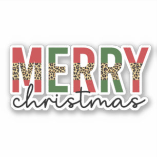 メリーモダンクリスマスleopardプリントタイポグラフィ シール