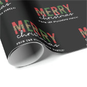 メリーモダンクリスマスleopardプリントタイポグラフィ ラッピングペーパー (ロールコーナー)