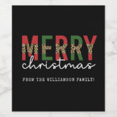 メリーモダンクリスマスleopardプリントタイポグラフィ ワインラベル (シングルラベル)