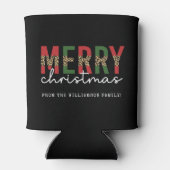 メリーモダンクリスマスleopardプリントタイポグラフィ 缶クーラー (裏面)