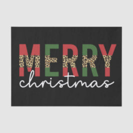 メリーモダンクリスマスleopardプリントタイポグラフィ 薄葉紙