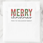 メリーモダンクリスマスleopardプリントタイポグラフィ 長方形シール (バッグ)