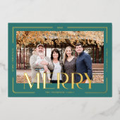 メリーモダンシンプル金ゴールドフレームファミリ写真 箔シーズンカード (正面)