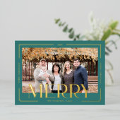 メリーモダンシンプル金ゴールドフレームファミリ写真 箔シーズンカード (立ち正面)