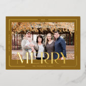 メリーモダンシンプル金ゴールドフレームファミリ写真 箔シーズンカード (正面)