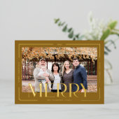 メリーモダンシンプル金ゴールドフレームファミリ写真 箔シーズンカード (立ち正面)