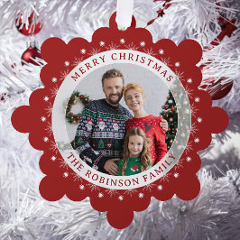 メリーモダンスエレガントクリスマス写真赤 オーナメントカード