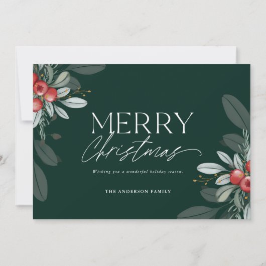 メリーモダンスエレガント・クリスマス・グリーン・フラット シーズンカード (正面)