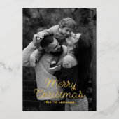 メリーモダンスカラフル・クリスマスチェッカーボード写真 箔シーズンカード (正面)