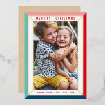 メリーモダンスクリスはっきりしたの写真の縁ど色 箔シーズンカード<br><div class="desc">by kat masard >>> WWW.SIMPLYSWEETPAPERIE.COM <<<光沢のあるホイルシンプルにを取り付けシンプルた縁どデザイン。フルフレームの横写真で美しい家族を表示する最大領域</div>