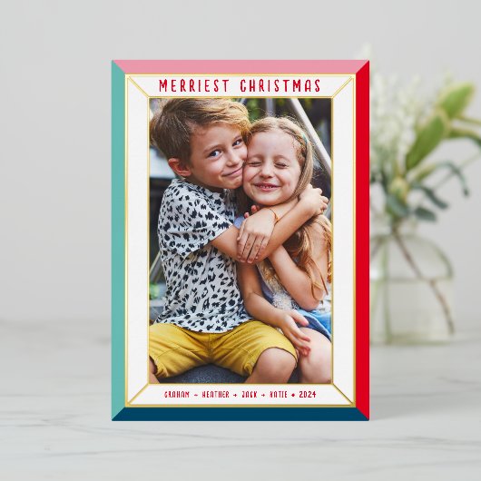 メリーモダンスクリスはっきりしたの写真の縁ど色 箔シーズンカード (立ち正面)