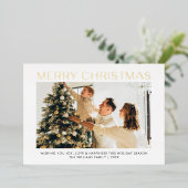 メリーモダンスクリスシンプルト写真一家族 箔シーズンカード (立ち正面)