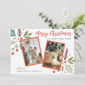 メリーモダンスクリスマスベリーの葉2枚の写真 シーズンカード (スタンド正面)