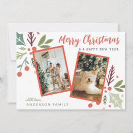 メリーモダンスクリスマスベリーの葉2枚の写真 シーズンカード