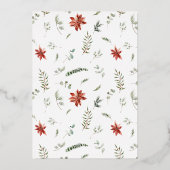 メリーモダンスクリスマスポインセチア緑の金ゴールド写真 箔シーズンカード (裏面)